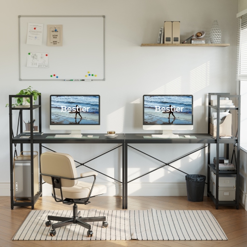Bestier Home Office Desks with Reversible Bookshelf, 41" Writing Desk