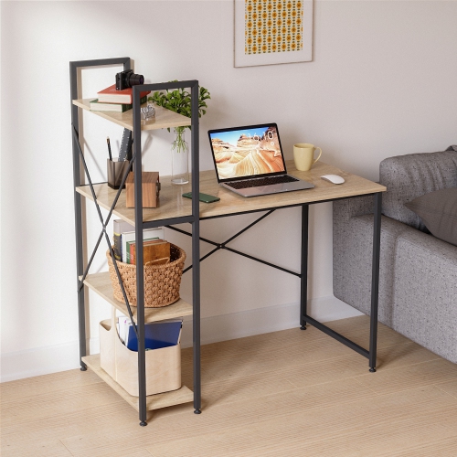 Bestier Home Office Desks with Reversible Bookshelf, 41" Writing Desk
