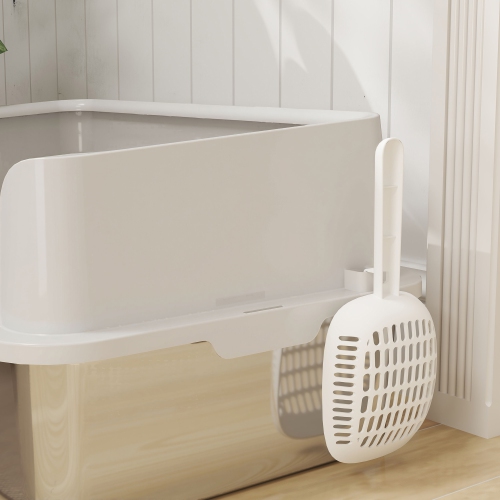 PawHut Stainless Steel Cat Litter Box with Lid, Metal Extra Large Enclosed Litter Box for Big Cats with Scoop, High Sided, Non-Stick & Anti-Urine