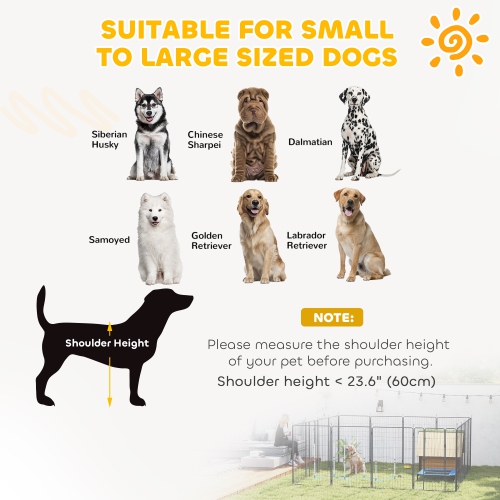 PawHut Dog Playpen, 31.5" W Heavy-Duty Metal Puppy Play Pen, Pet Exercise Fences for Outside and Indoor, DIY Design with Door for Large Dogs, 16