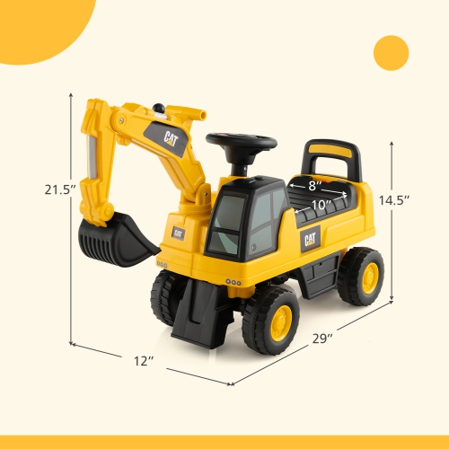 Costway Licensed Caterpillar Kids Rid-On Digger Excavator Toy with Digging Bucket & Storage