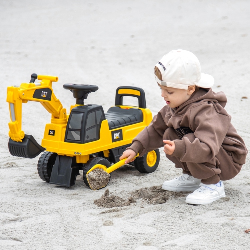 Costway Licensed Caterpillar Kids Rid-On Digger Excavator Toy with Digging Bucket & Storage