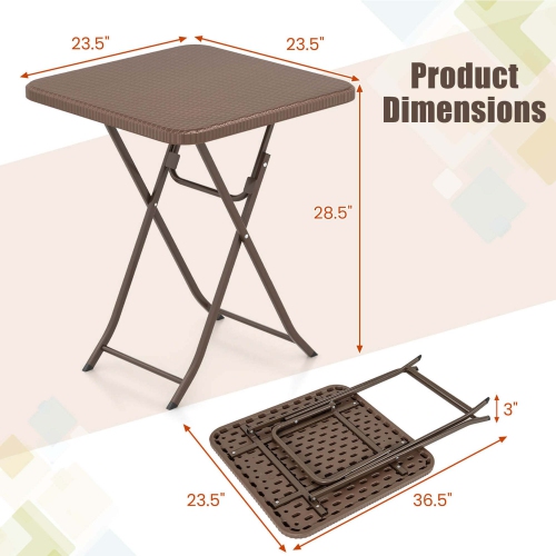 Costway 23.5" Square Folding Table Indoor Outdoor Foldable Plastic Table