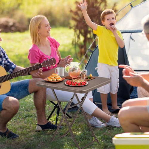 Costway 23.5" Square Folding Table Indoor Outdoor Foldable Plastic Table