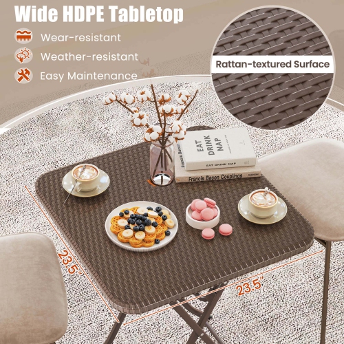 Costway 23.5" Square Folding Table Indoor Outdoor Foldable Plastic Table