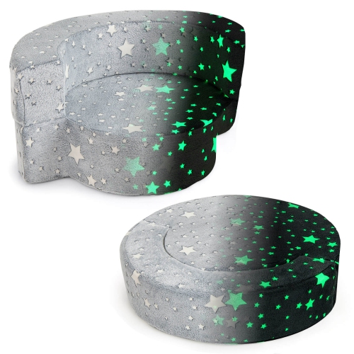 Costway 2-in-1 Toddler Chair with Removable & Washable Cover Plush Reading Chair