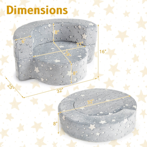 Costway 2-in-1 Toddler Chair with Removable & Washable Cover Plush Reading Chair