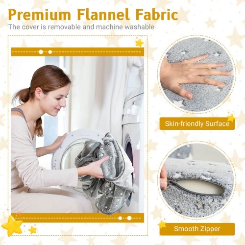 Costway 2-in-1 Toddler Chair with Removable & Washable Cover Plush Reading Chair