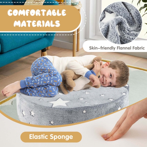 Costway Kids Plush Couch with Machine Washable Flannel Cover Soft Sponge Padding