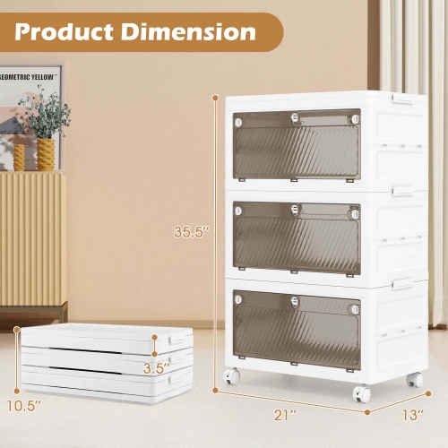 Boîtes de rangement empilables 3/4-Tier de Costway, 33 gal, pliables, avec couvercle organisateur