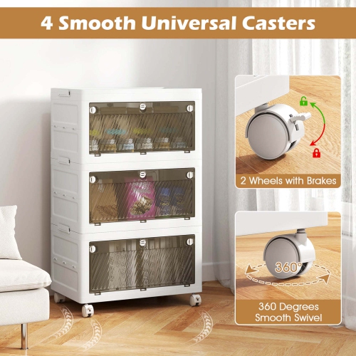 Boîtes de rangement empilables 3/4-Tier de Costway, 33 gal, pliables, avec couvercle organisateur