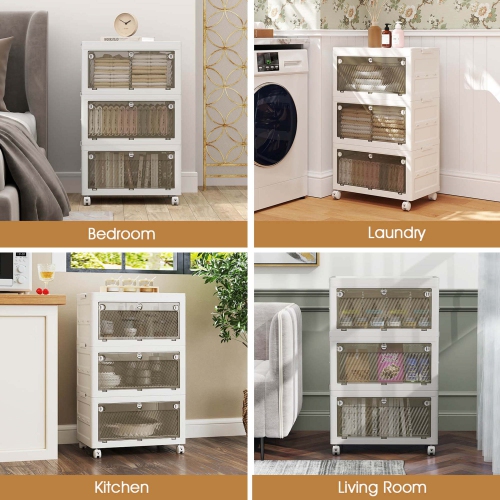 Boîtes de rangement empilables 3/4-Tier de Costway, 33 gal, pliables, avec couvercle organisateur