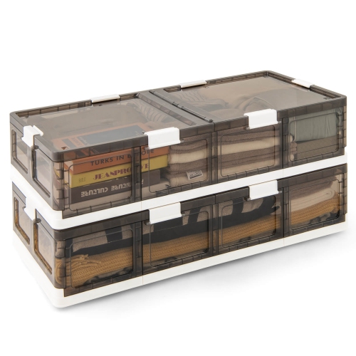 Image 1 of 10.. Costway 2/4 Pack 26.5 Gal Under Bed Storage Containers with Wheels Double Opening Lids