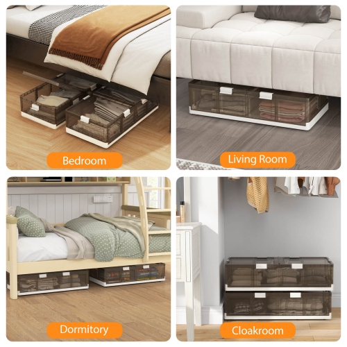 Costway 2/4 Pack 26.5 Gal Under Bed Storage Containers with Wheels Double Opening Lids