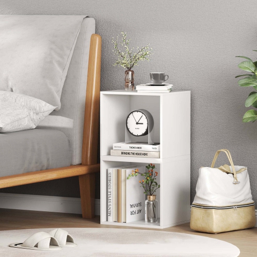 Costway 1 PCS Cube Storage Organizer Stackable Open Book Shelf for Small Space Storage System White