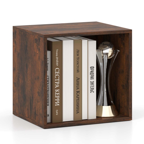 Costway 1 PCS Cube Storage Organizer Stackable Open Book Shelf for Small Space Storage System Brown