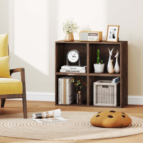 Costway 1 PCS Cube Storage Organizer Stackable Open Book Shelf for Small Space Storage System Brown