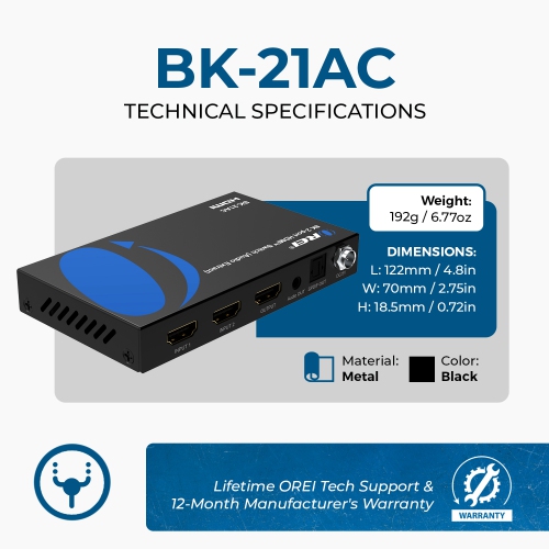 8K 2-port HDMITM Switch (BK-21AC)
