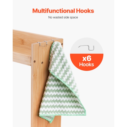 VEVOR 6 Hooks Over the Stove Shelf, Over Stove Spice Shelf for Kitchen Stove Top, Seasoning Shelves, Spice Organizer, Easy to Assemble Countertop