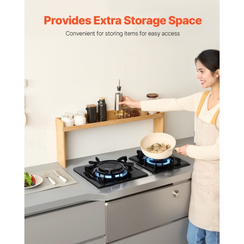 VEVOR 6 Hooks Over the Stove Shelf, Over Stove Spice Shelf for Kitchen Stove Top, Seasoning Shelves, Spice Organizer, Easy to Assemble Countertop