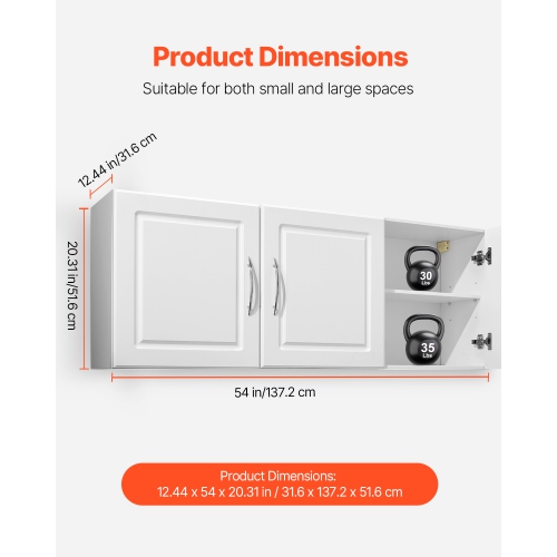 Armoire murale à 2 niveaux pour salle de lavage VEVOR, armoire suspendue murale avec 3 portes, range-tout pour armoire avec tablette réglable, pour