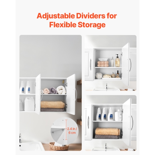 Armoire murale à 2 niveaux pour salle de lavage VEVOR, armoire suspendue murale avec 3 portes, range-tout pour armoire avec tablette réglable, pour