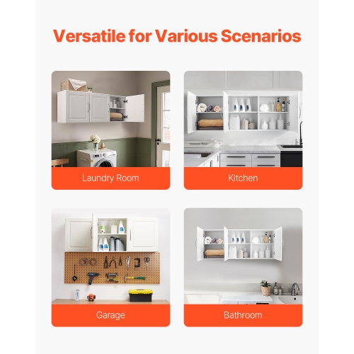 Armoire murale à 2 niveaux pour salle de lavage VEVOR, armoire suspendue murale avec 3 portes, range-tout pour armoire avec tablette réglable, pour