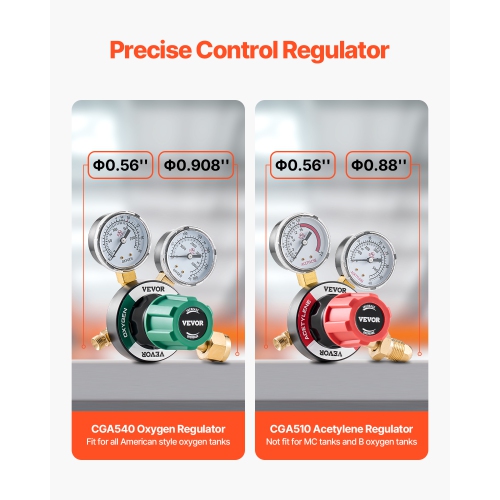 VEVOR 12PCS Oxygen Acetylene Torch Kit, Gas Welding Cutting Torch Kit, with 177 inches Twin-Hose, 1 Cutting Nozzle, 2 Welding Tips & 2 Regulators