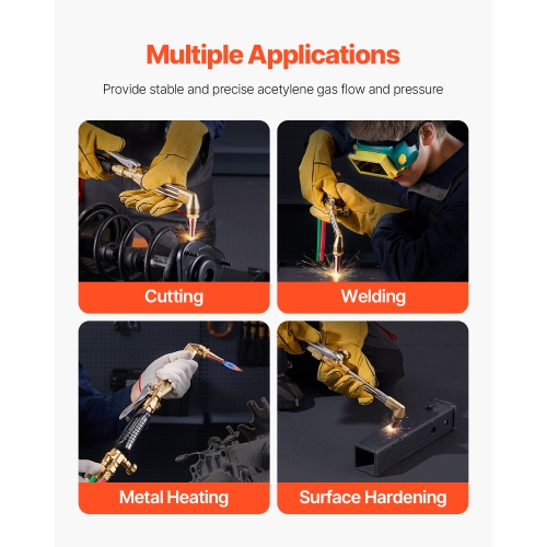 VEVOR 12PCS Oxygen Acetylene Torch Kit, Gas Welding Cutting Torch Kit, with 177 inches Twin-Hose, 1 Cutting Nozzle, 2 Welding Tips & 2 Regulators