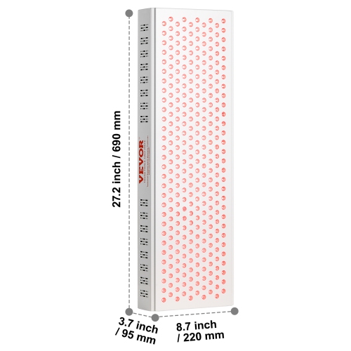 VEVOR 300W Red Light Therapy,300 Dual-Chip LEDS, 10Hz/40Hz Pulse, 3 Timing Setting, Red 660nm & Near Infrared 850nm Light Therapy Panel for Pain