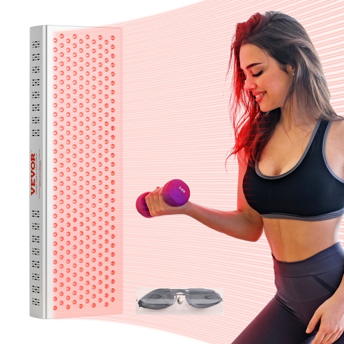 VEVOR 300W Red Light Therapy,300 Dual-Chip LEDS, 10Hz/40Hz Pulse, 3 Timing Setting, Red 660nm & Near Infrared 850nm Light Therapy Panel for Pain
