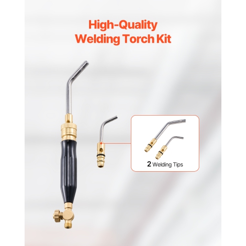 VEVOR 149'' Hose Air Acetylene Torch Kit,Gas Welding Tool, 2 Welding Tips, CGA200 Regulator & Torch Handle, Gas Brazing Welder for Home DIY