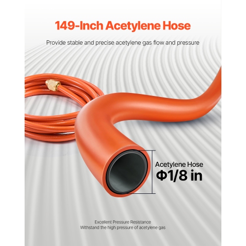 VEVOR 149'' Hose Air Acetylene Torch Kit,Gas Welding Tool, 2 Welding Tips, CGA200 Regulator & Torch Handle, Gas Brazing Welder for Home DIY