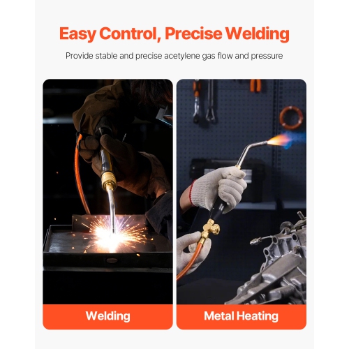 VEVOR 149'' Hose Air Acetylene Torch Kit,Gas Welding Tool, 2 Welding Tips, CGA200 Regulator & Torch Handle, Gas Brazing Welder for Home DIY