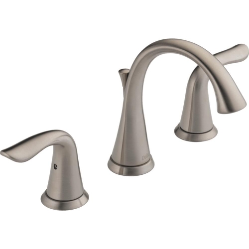 Delta Faucet Lahara Widespread Bathroom Faucet Brushed Nickel, Bathroom Faucet 3 Hole, Diamond Seal Technology, Metal Drain Assembly