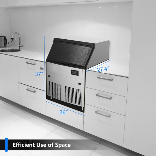 Machine à glaçons commerciale Coolake 320 lb/24H avec rangement 120 lb| Machine à glaçons autonome sous le comptoir en acier inoxydable