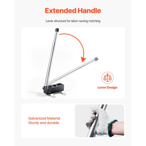 VEVOR Pipe Notcher, Tubing Pipe Notcher for 0.75/1.0/1.25-inch Pipes, Steel Pipe and Tube Notcher with Long Handle for Auto Repair, Support