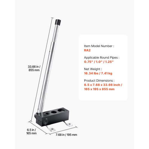 VEVOR Pipe Notcher, Tubing Pipe Notcher for 0.75/1.0/1.25-inch Pipes, Steel Pipe and Tube Notcher with Long Handle for Auto Repair, Support