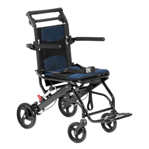 VEVOR Wheelchair, Aluminum Alloy Ultra-Lightweight Transport Chair, Foldable Wheelchair with Flip-Back Desk-Length Arms, Self-locking Brake,