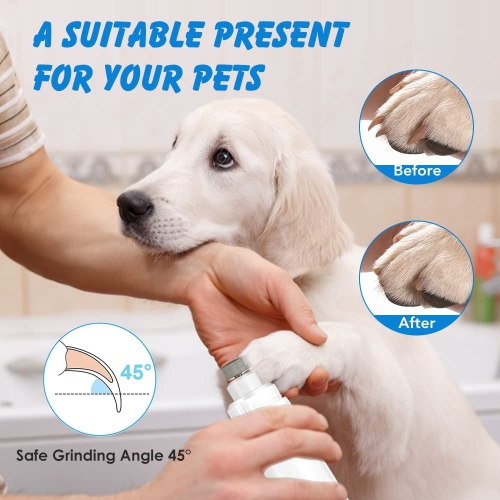Nail Grinder - Professional 2-Speed Electric Rechargeable Pet Nail Trimmer Painless Paws Grooming & Smoothing for Small Medium Large Dogs