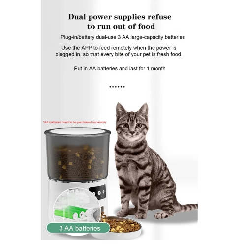 Automatic Cat Feeder WiFi - APP Control Cat Food Dispenser, 4L Timed Auto Pet Feeder Programmable for Cat and Small Medium Dog