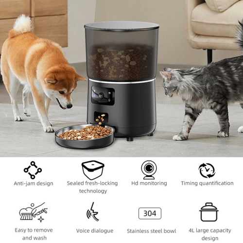 Automatic Cat Feeder with HD Camera, WiFi Automatic Dog Feeder with Sealed Outlet,Cat Food Dispenser with Freshness for Multiple Pets,Detachable for