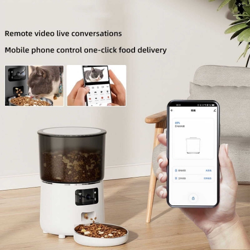 Automatic Cat Feeder with HD Camera, WiFi Automatic Dog Feeder with Sealed Outlet,Cat Food Dispenser with Freshness for Multiple Pets,Detachable for