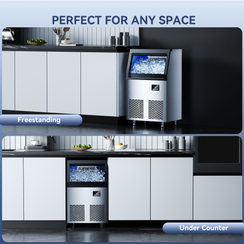 Coolski Commercial Ice Maker 100 lbs/24H Under Counter Ice Machine with 34 lbs Bin