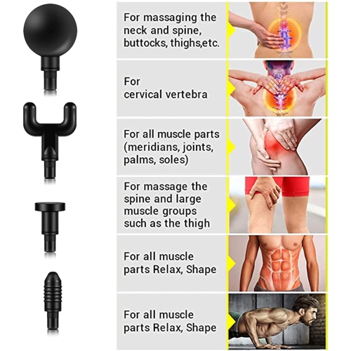 Deep tissue massage gun, back massage gun for athletes, pain relief, with 4 massage heads and silent brushless motor, Christmas gift for men and