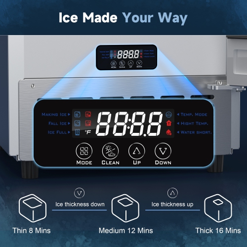 Coolski Commercial Under Counter Ice Maker Machine 100 lbs/Day | 30 lbs Storage 15" W