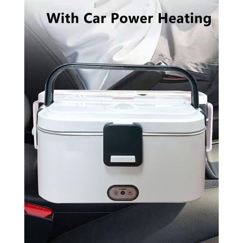 80W Electric Lunch Box - 1.8L Portable Heated Lunch Box, 304 Stainless Steel Inner Tank, with Car/Home Storage, Cutlery and Insulated Bag, Ideal for