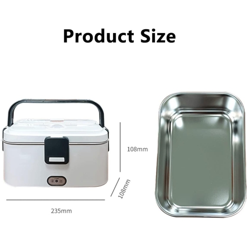 80W Electric Lunch Box - 1.8L Portable Heated Lunch Box, 304 Stainless Steel Inner Tank, with Car/Home Storage, Cutlery and Insulated Bag, Ideal for