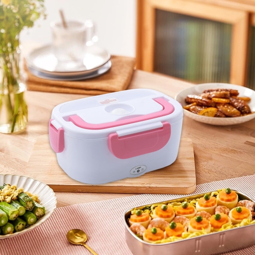 Boîte à lunch portative 12 V rose avec riz - doublure en acier inoxydable Chauffe-aliments auto avec couvercle antifuite, qui peut chauffer et