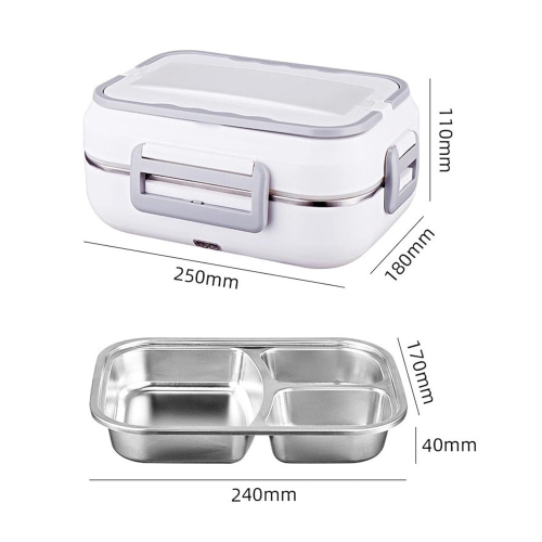 40W Electric Lunch Box - 1.5L Portable Food Heater with Dual Power Cord for Car and Home + Tableware + Sealing Ring + Insulation Bag